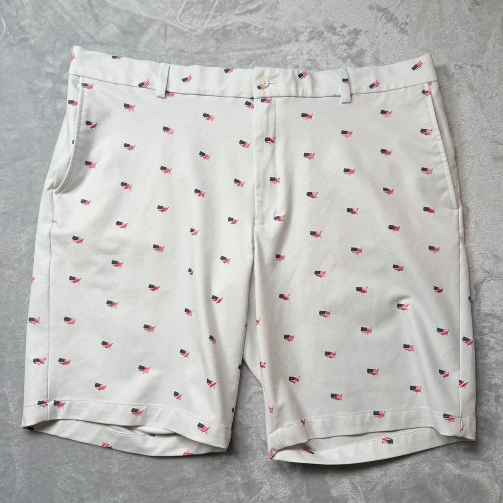 Walter Hagen 11 Majors Mens Golf Shorts White American Flag Print Size 42